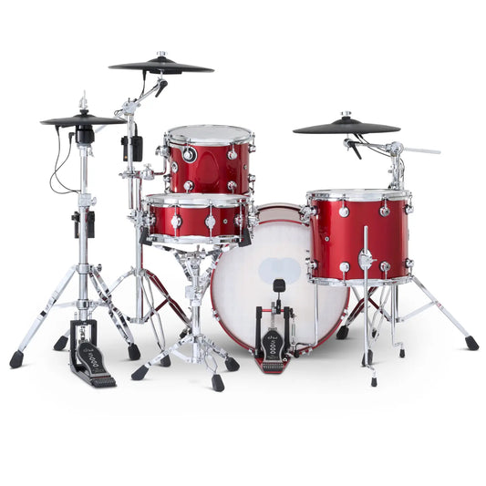 DW DWe 4pc Complete Electronic/Acoustic Drum Set w/Roland Cymbals & V71 Black Cherry Metallic