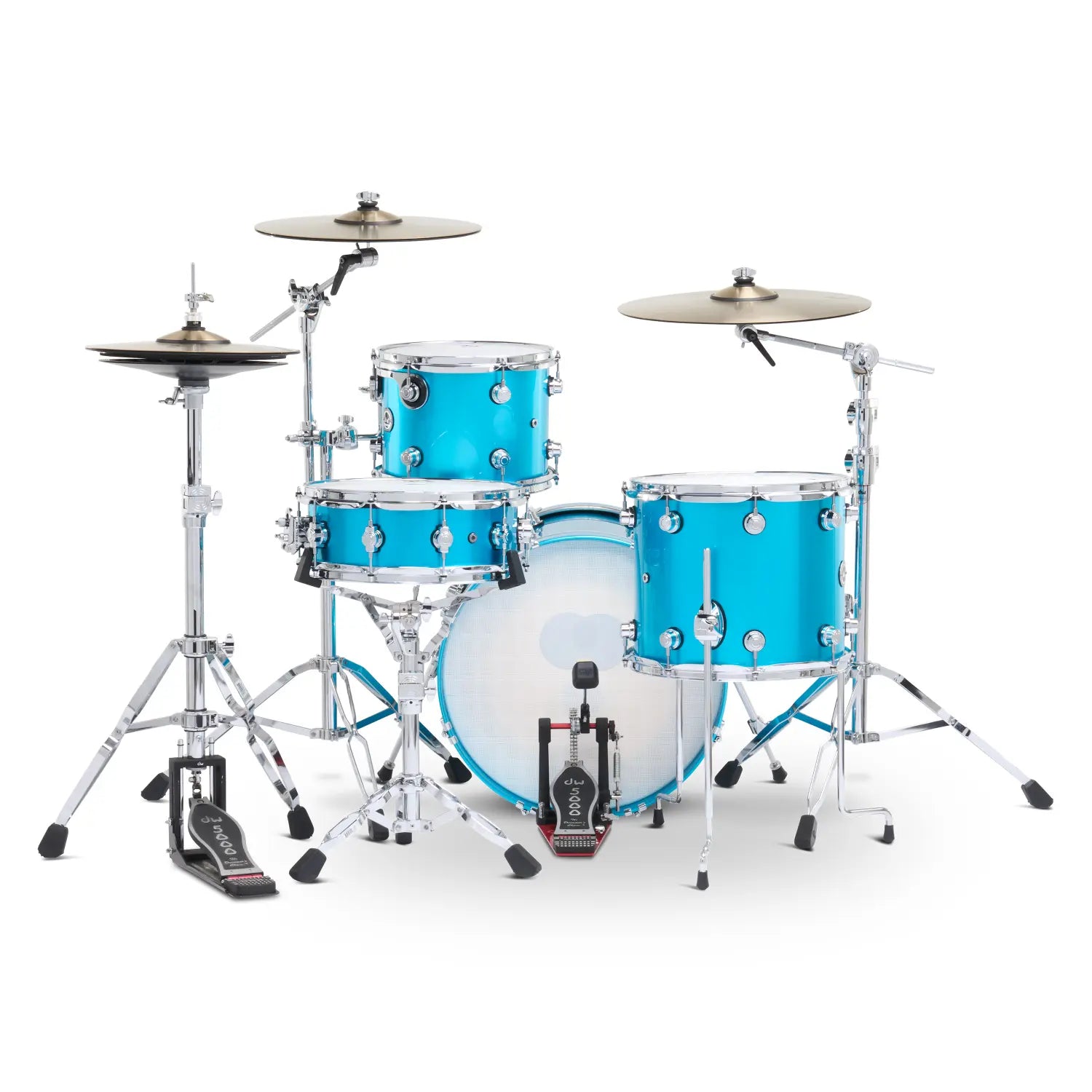 DW DWe 4pc Complete Electronic/Acoustic Drum Set w/Roland V51 Laser Blue Metallic