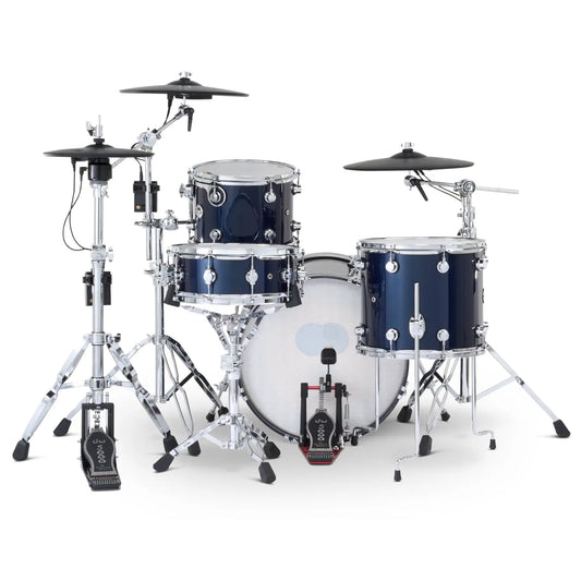 DW DWe 4pc Complete Electronic/Acoustic Drum Set w/Roland Cymbals & V71 Midnight Blue Metallic