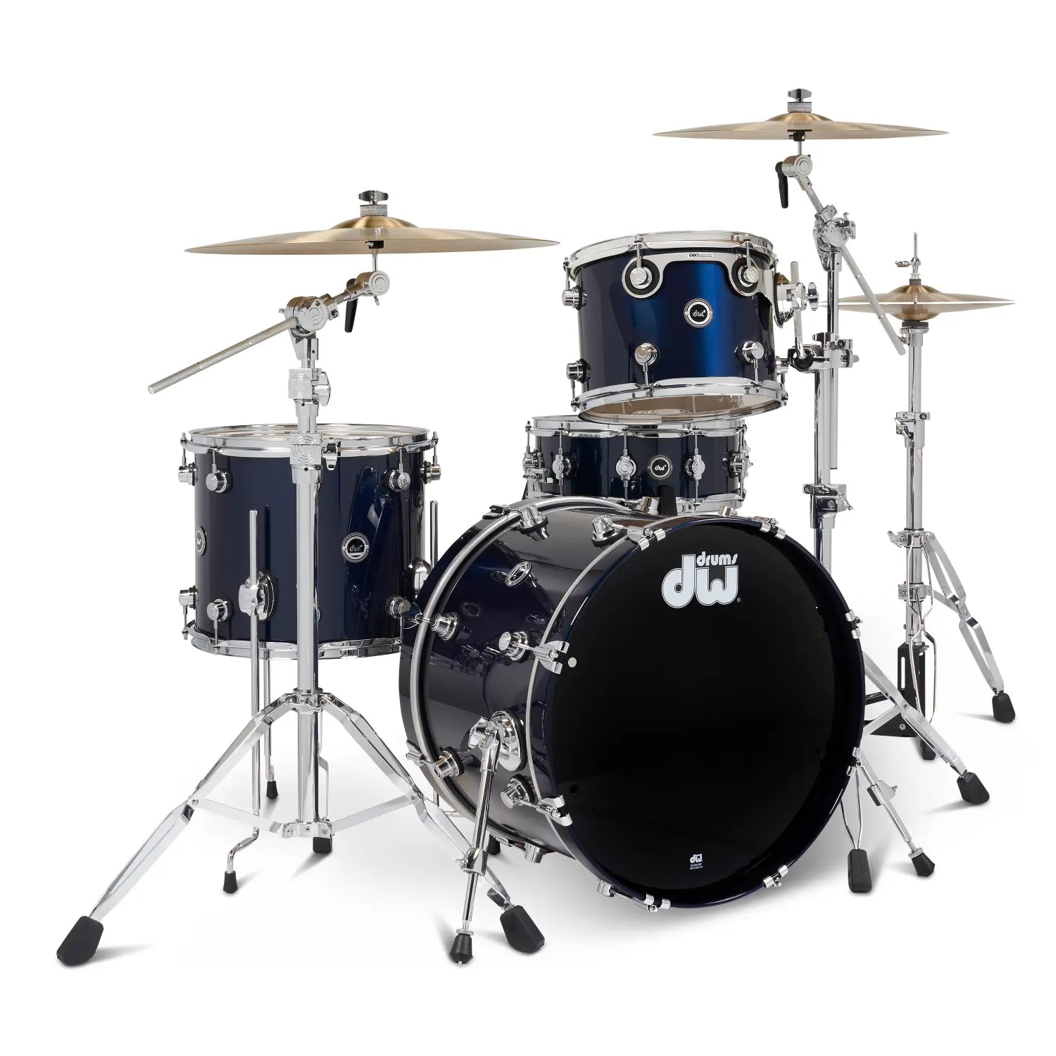 DW DWe 4pc Complete Electronic/Acoustic Drum Set w/Roland Cymbals & V71 Midnight Blue Metallic