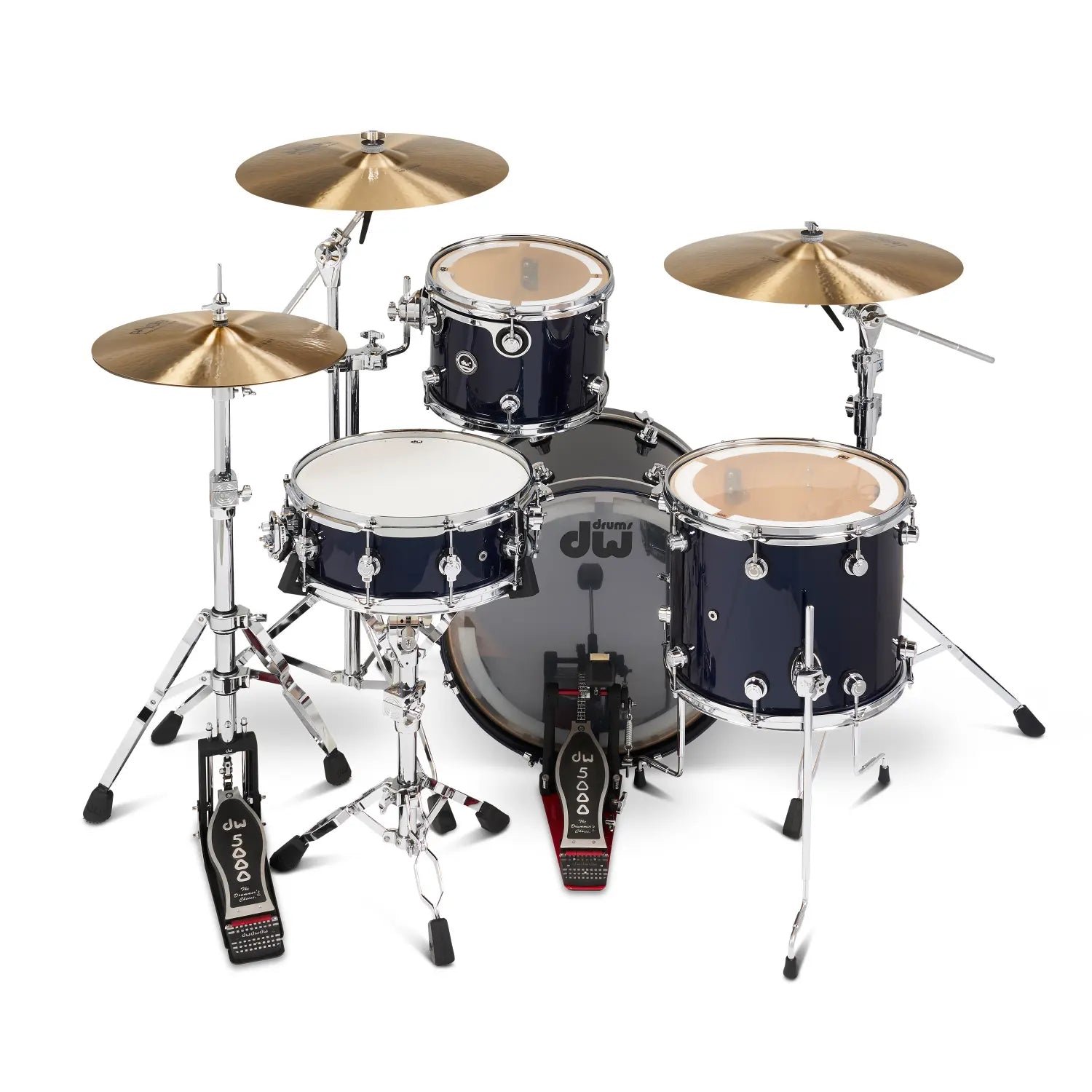 DW DWe 4pc Complete Electronic/Acoustic Drum Set w/Roland Cymbals & V71 Midnight Blue Metallic