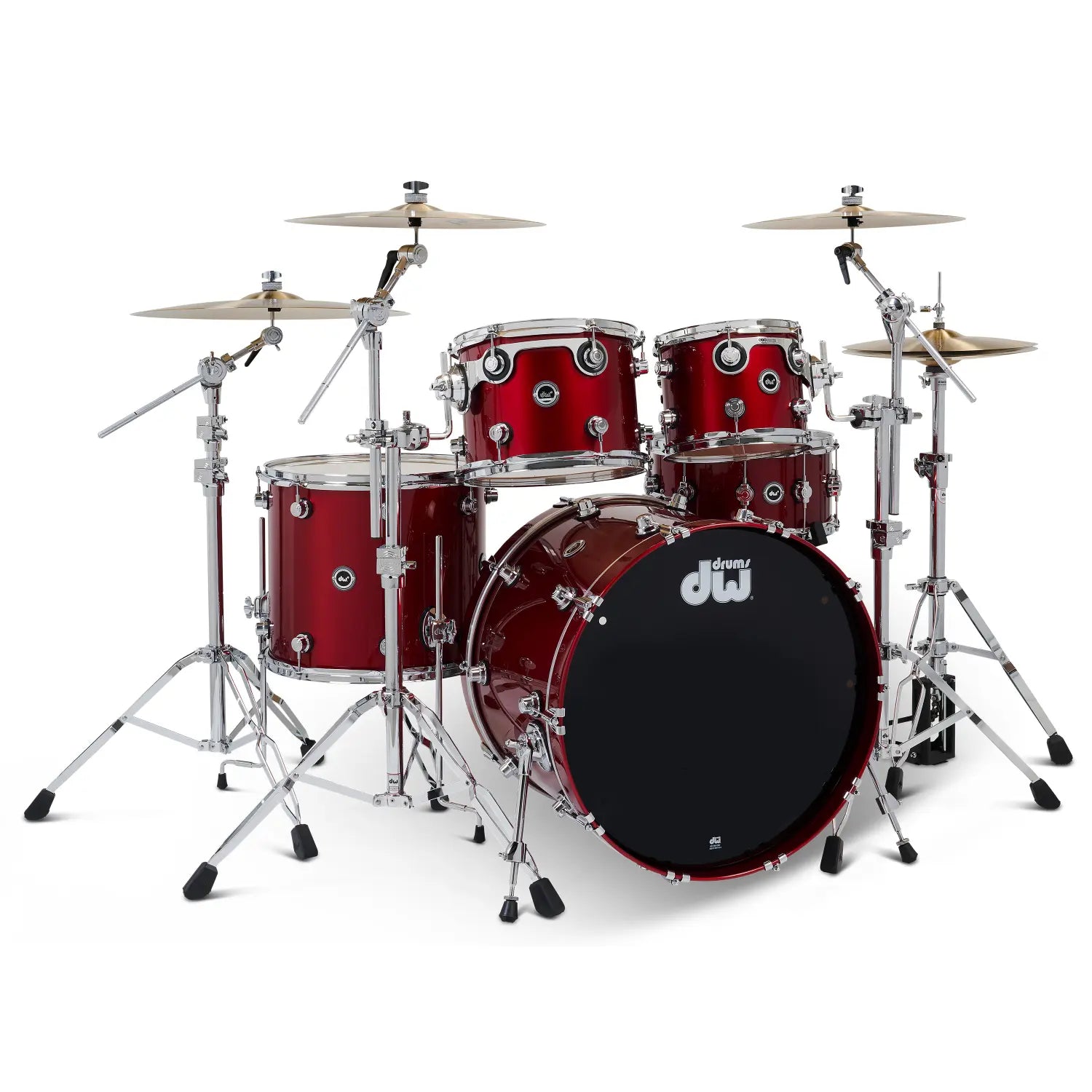 DW DWe 5pc Complete Electronic/Acoustic Drum Set w/Roland Cymbals & V71 Black Cherry Metallic