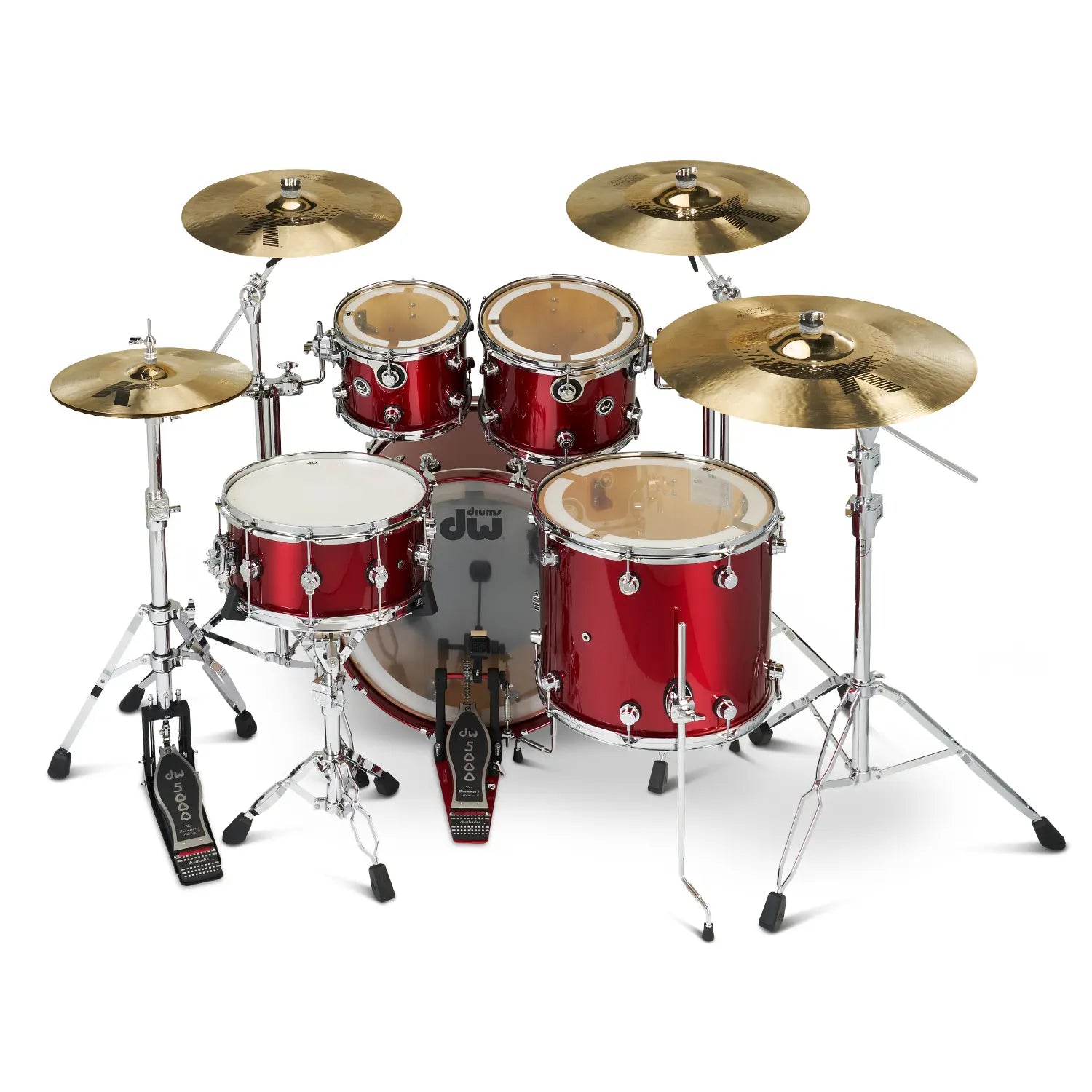DW DWe 5pc Complete Electronic/Acoustic Drum Set w/Roland Cymbals & V71 Black Cherry Metallic