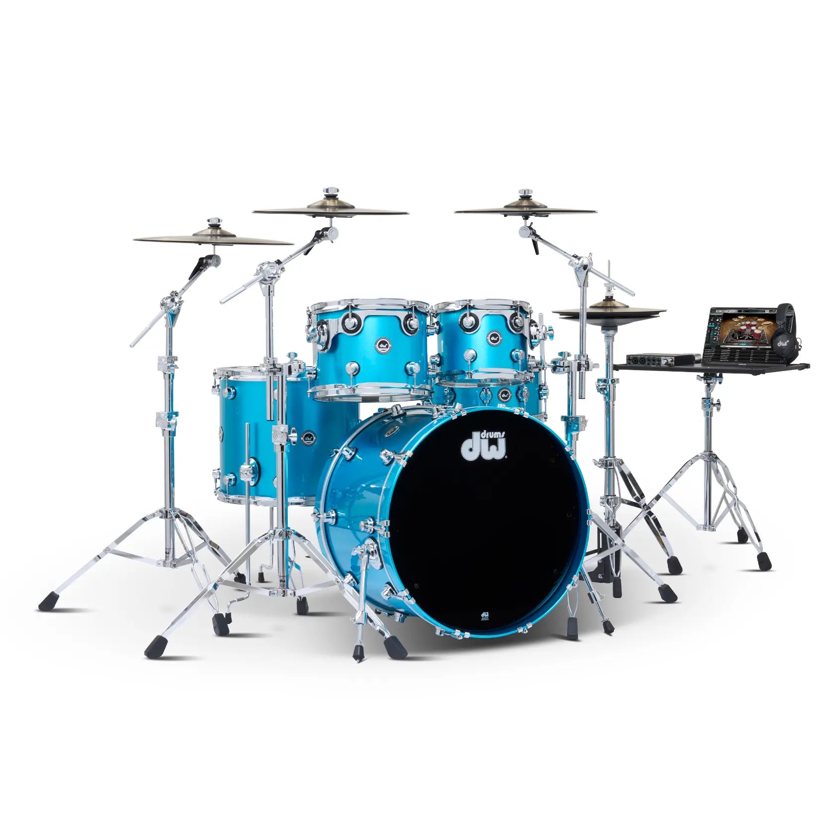 DW DWe 5pc Complete Electronic/Acoustic Drum Set Laser Blue Metallic - Drum Center Of Portsmouth