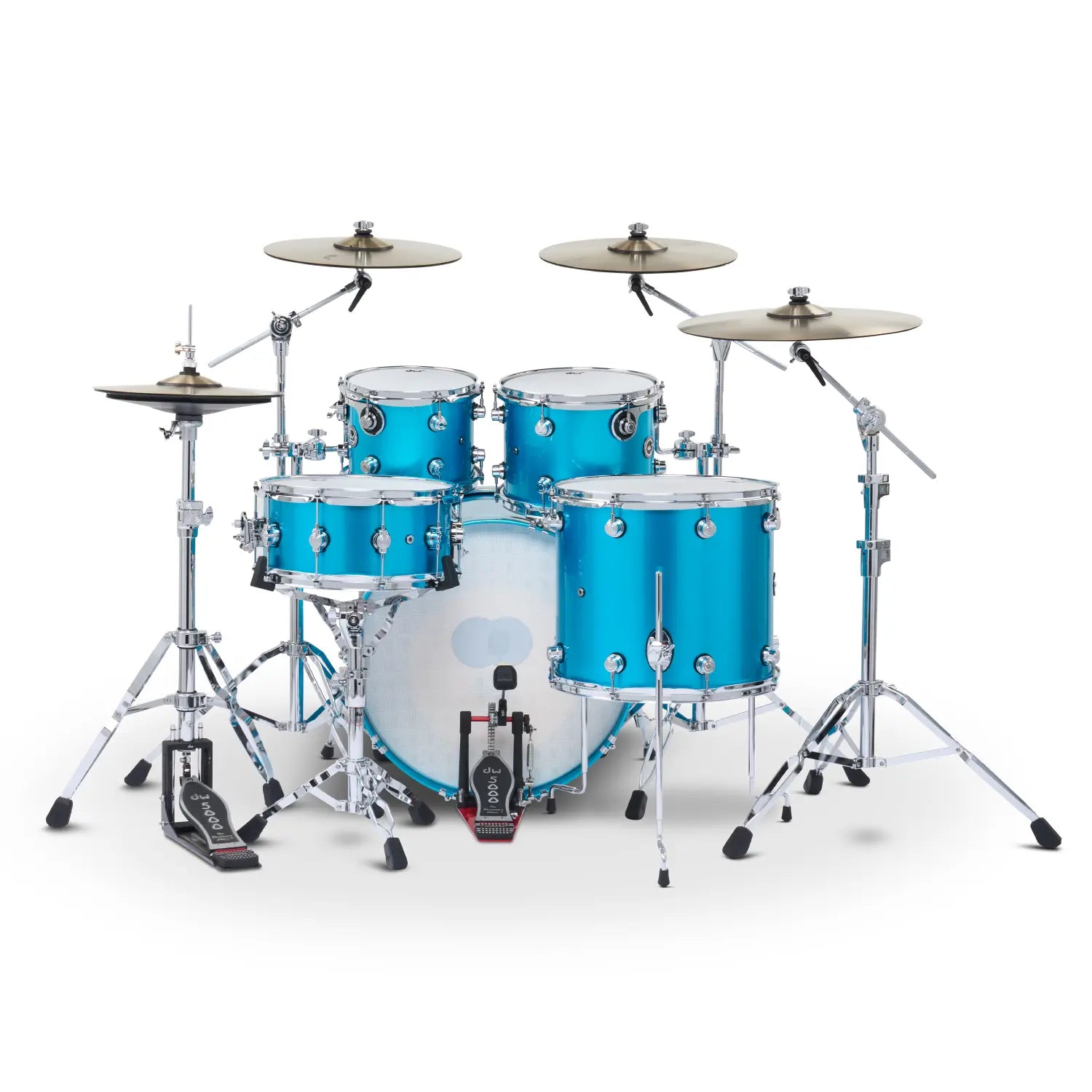 DW DWe 5pc Complete Electronic/Acoustic Drum Set w/Roland V51 Laser Blue Metallic