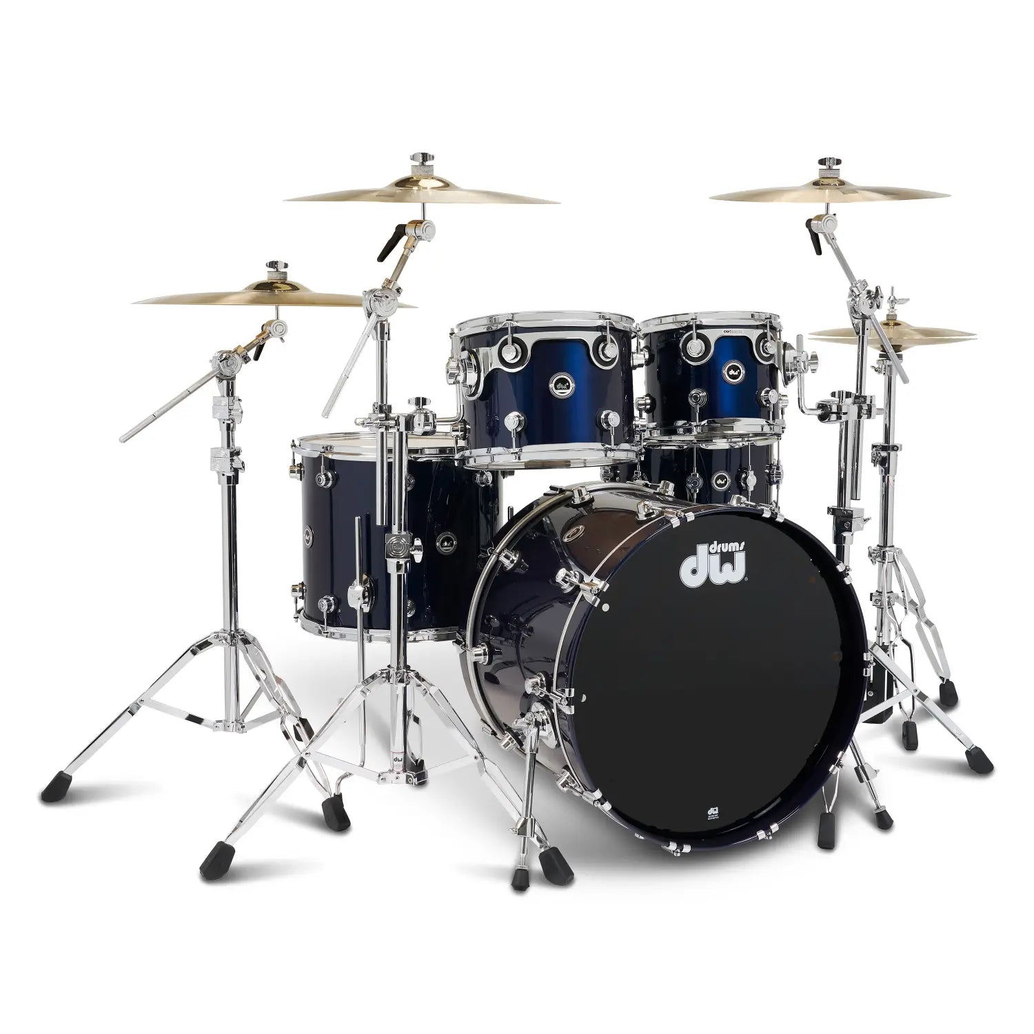 DW DWe 5pc Complete Electronic/Acoustic Drum Set w/Roland Cymbals & V71 Midnight Blue Metallic
