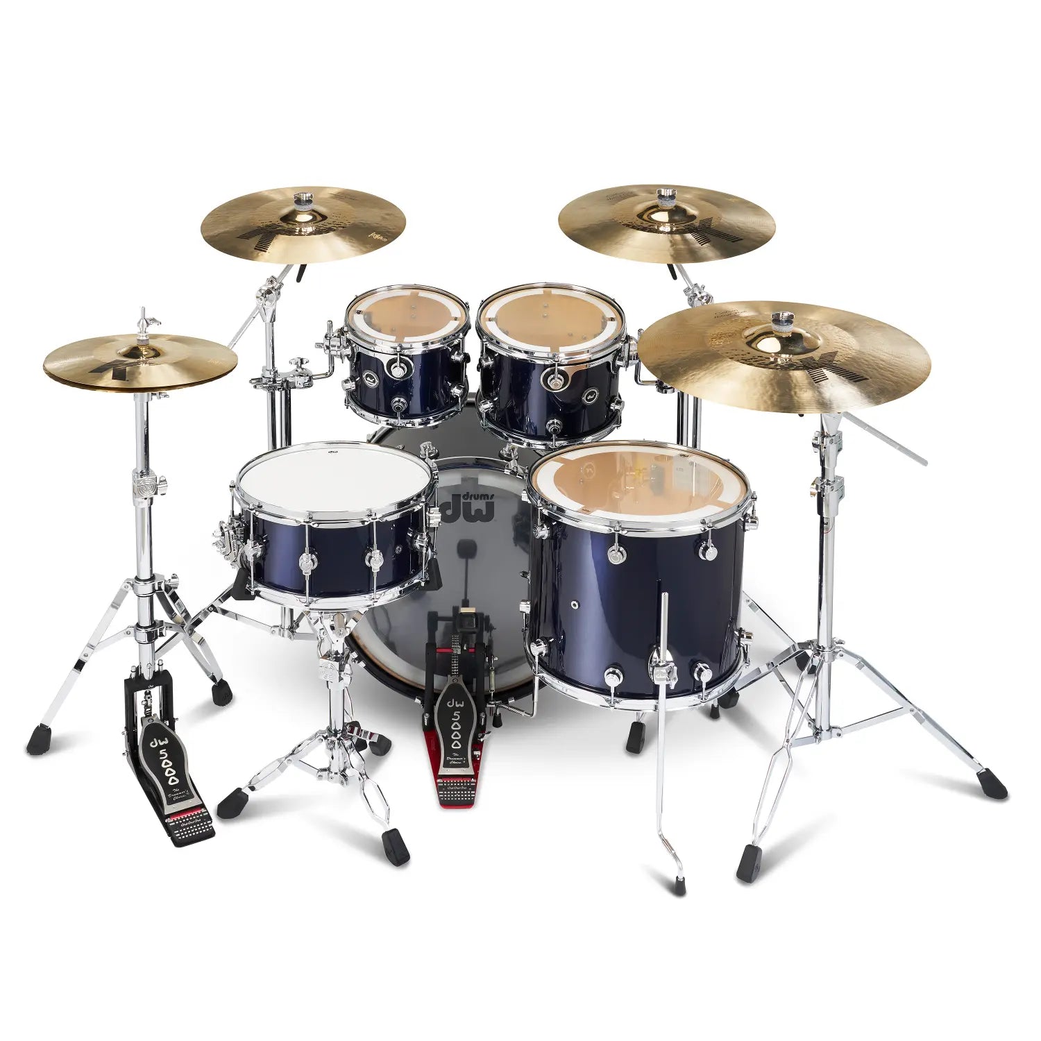 DW DWe 5pc Complete Electronic/Acoustic Drum Set w/Roland Cymbals & V71 Midnight Blue Metallic