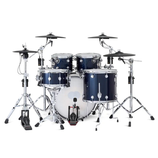 DW DWe 5pc Complete Electronic/Acoustic Drum Set w/Roland Cymbals Midnight Blue Metallic - Drum Center Of Portsmouth