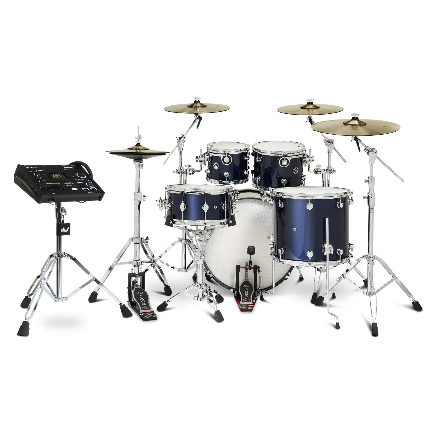 DW DWe 5pc Complete Electronic/Acoustic Drum Set w/Roland V71 Midnight Blue Metallic