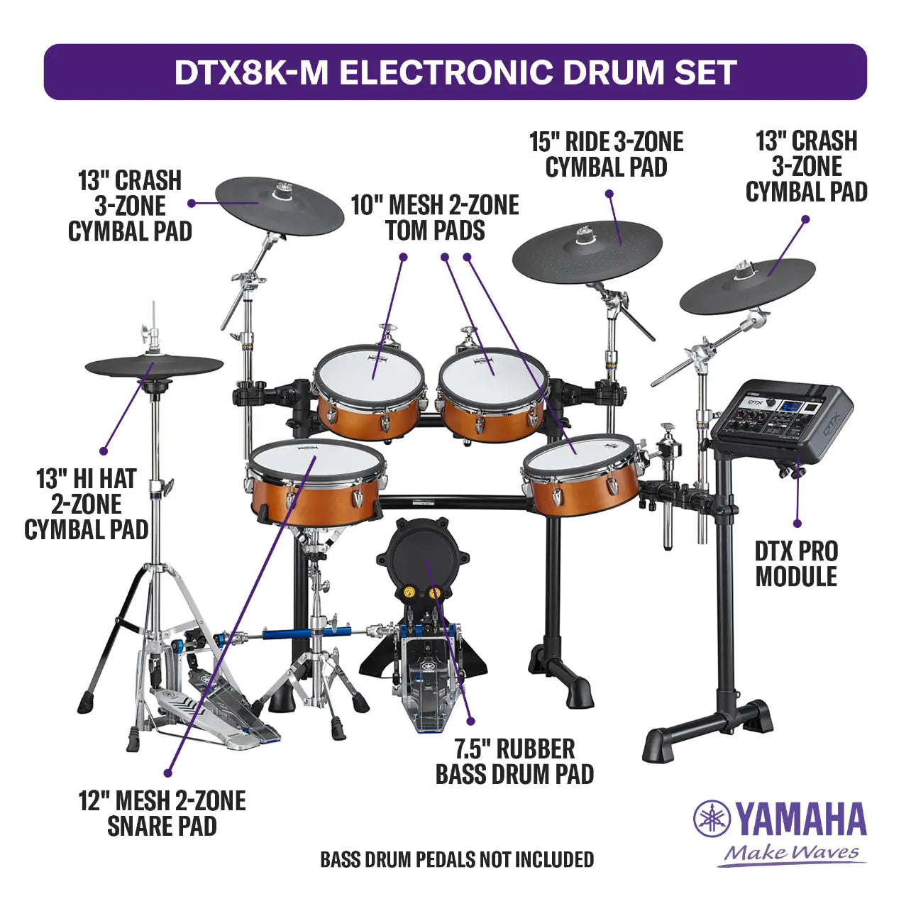 Yamaha DTX8K-PROX Electronic Drum Set Real Wood w/Mesh Pads - Drum Center Of Portsmouth