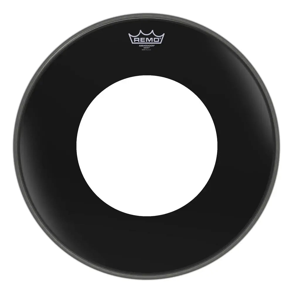 Remo Ambassador Ebony Bass Drumhead 20" w/10" Center Hole - Drum Center Of Portsmouth