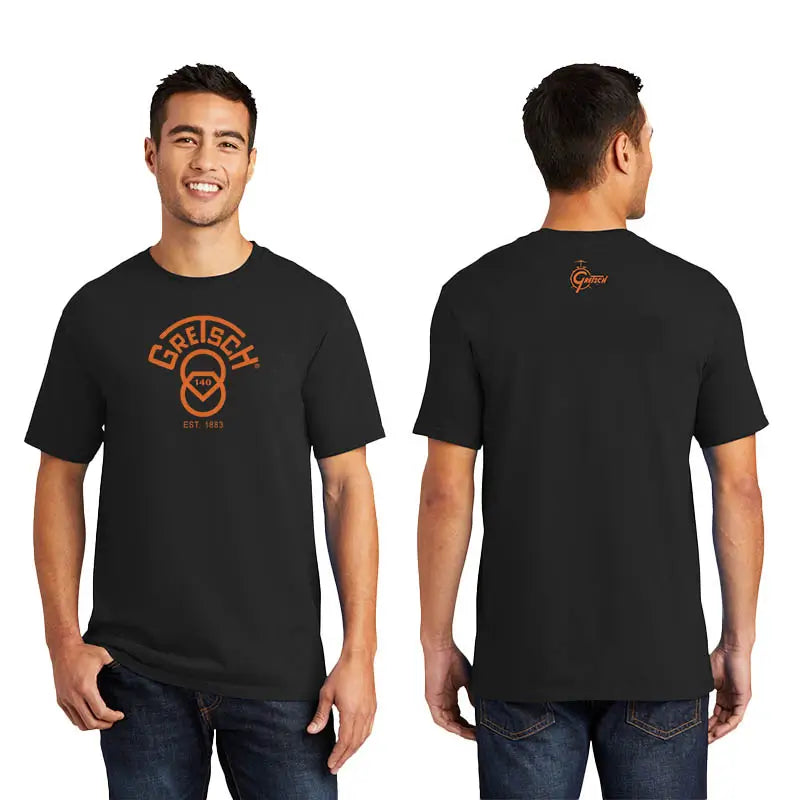 Gretsch 140th Anniversary Logo Short Sleeve T-Shirt Black, X-Large - Drum Center Of Portsmouth