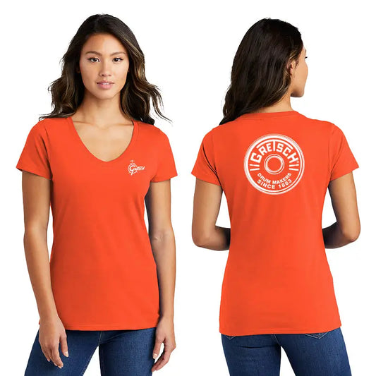 Gretsch Round Badge Ladies Short Sleeve T-Shirt Orange, Large - Drum Center Of Portsmouth