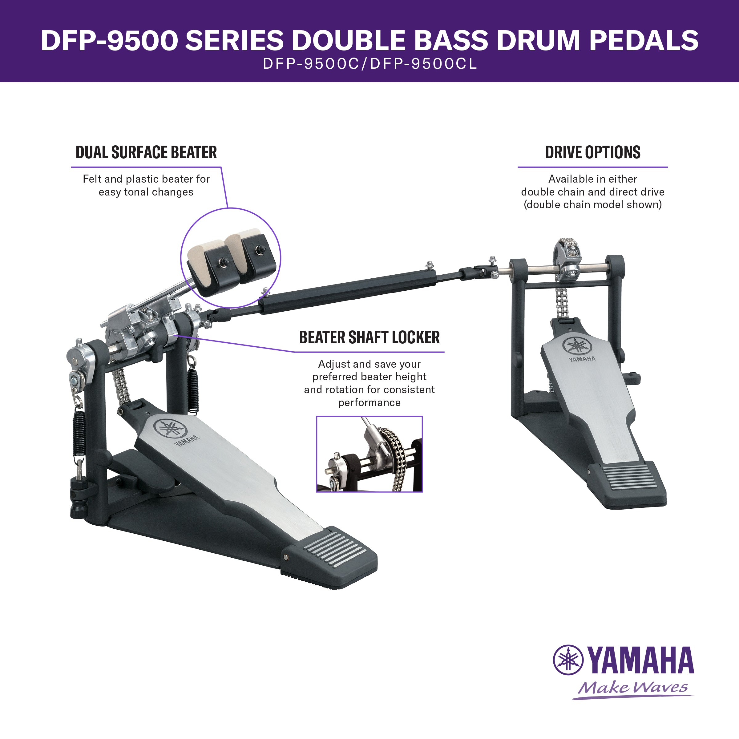 Yamaha DFP-9500CL 9500 Double Pedal Double Chain Drive LEFTY - Drum Center Of Portsmouth