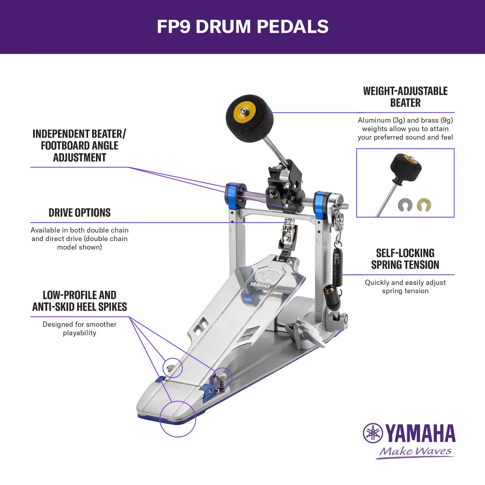 Yamaha FP-9C Professional Chain Drive Bass Drum Pedal w/Case - Drum Center Of Portsmouth