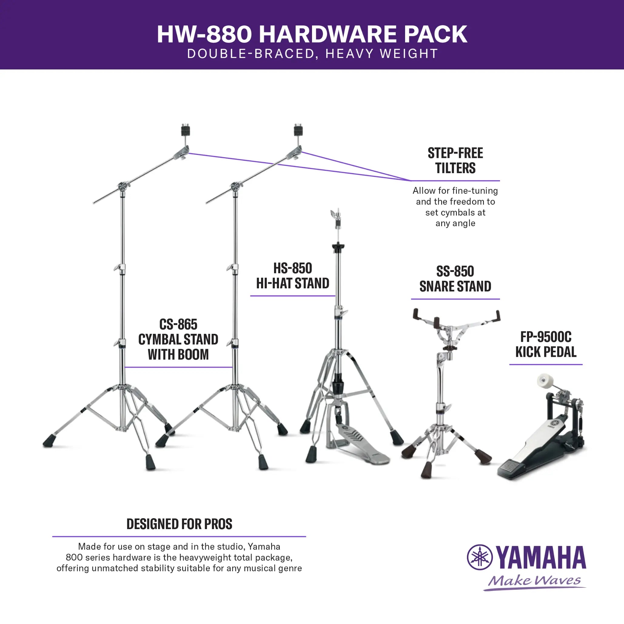Yamaha HW-880 800 Series Hardware Pack (CS-865X2, HS-850, SS-850, FP-9500C) - Drum Center Of Portsmouth