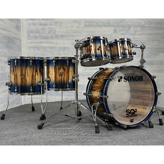 Sonor SQ2 Beech 5pc Drum Set Candy Blue Burst Over African Marble - Drum Center Of Portsmouth