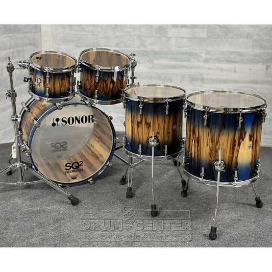 Sonor SQ2 Beech 5pc Drum Set Candy Blue Burst Over African Marble - Drum Center Of Portsmouth