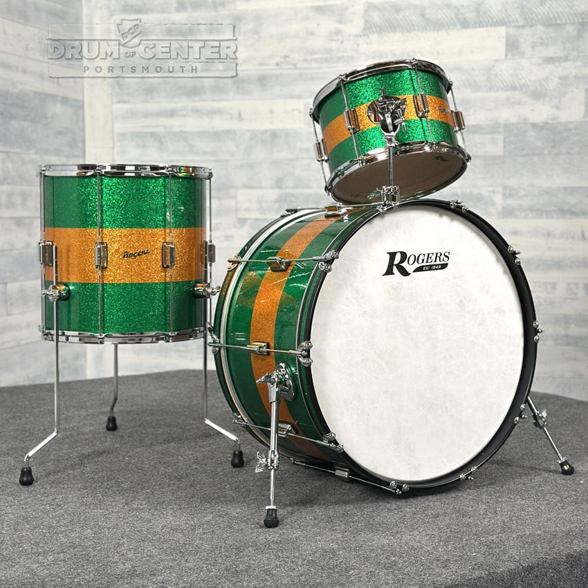 Rogers Tower 3pc Drum Set 24/13/16 Green & Gold Sparkle - Drum Center Of Portsmouth