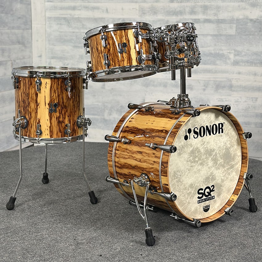 Used Sonor SQ2 Vintage Maple 4pc Drum Set African Marble High Gloss - Excellent - Drum Center Of Portsmouth
