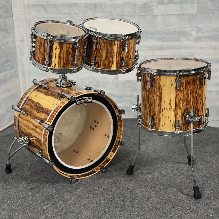 Used Sonor SQ2 Vintage Maple 4pc Drum Set African Marble High Gloss - Excellent - Drum Center Of Portsmouth