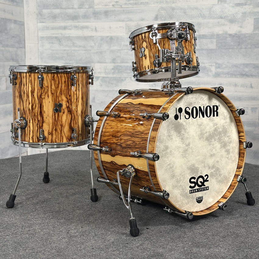 Used Sonor SQ2 Vintage Maple 3pc Drum Set African Marble High Gloss - Excellent - Drum Center Of Portsmouth