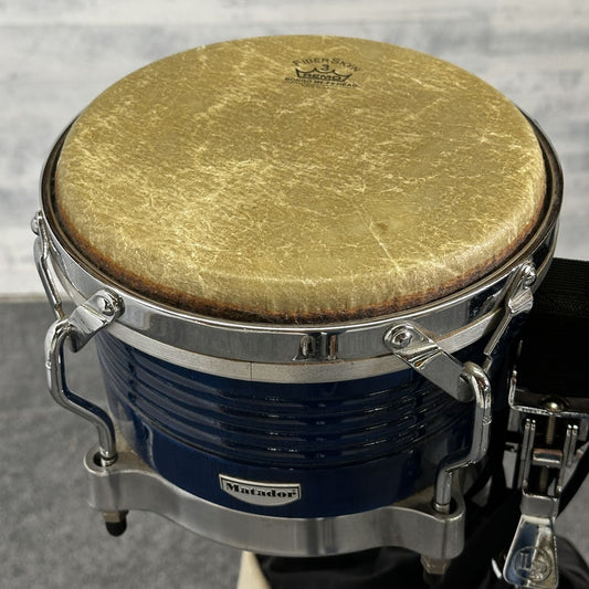 Used LP Matador Bongos Blue w/Stand & Padded Bag - Good - Drum Center Of Portsmouth