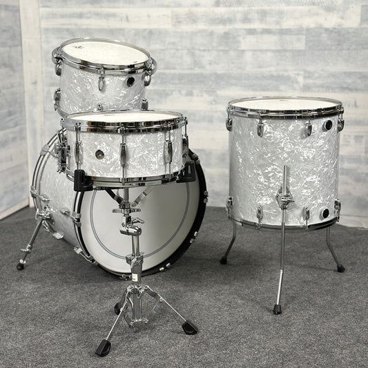 Used Gretsch USA Custom 4pc Drum Set 60s White Marine Pearl - Very Good - Drum Center Of Portsmouth