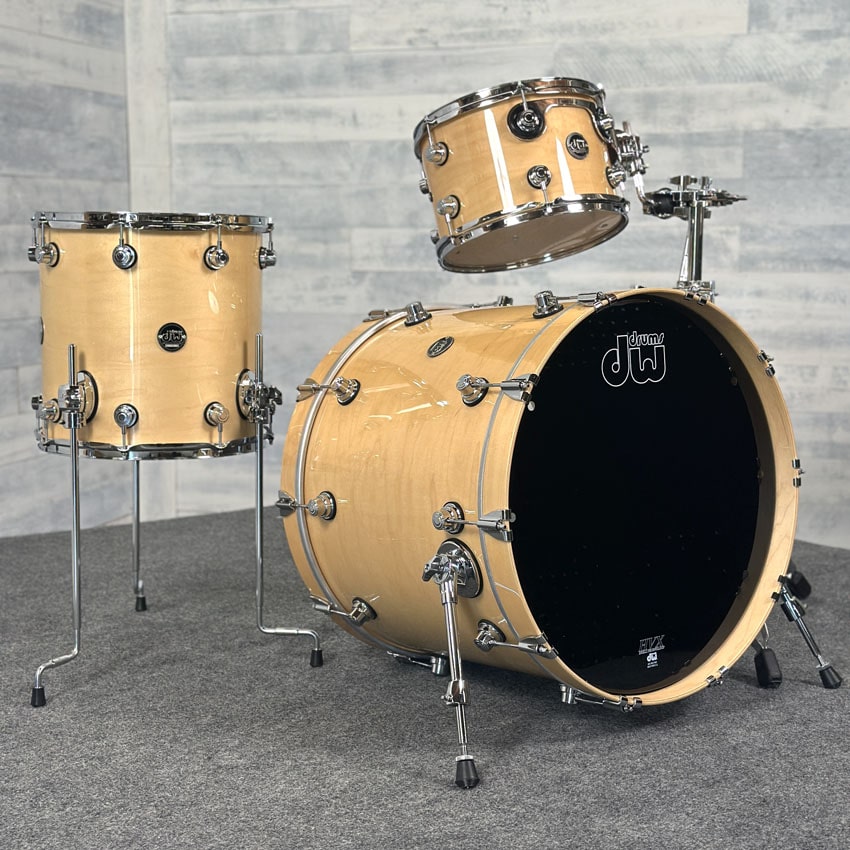 Used DW Performance 3pc Drum Set 22/12/14 Natural Lacquer - Mint - Drum Center Of Portsmouth