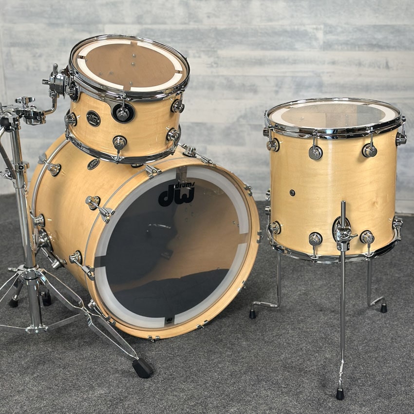Used DW Performance 3pc Drum Set 22/12/14 Natural Lacquer - Mint - Drum Center Of Portsmouth