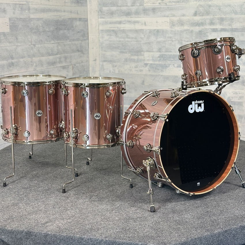 Used DW Collectors Mahogany/Spruce 4pc Drum Set Rose Copper - Excellent - Drum Center Of Portsmouth