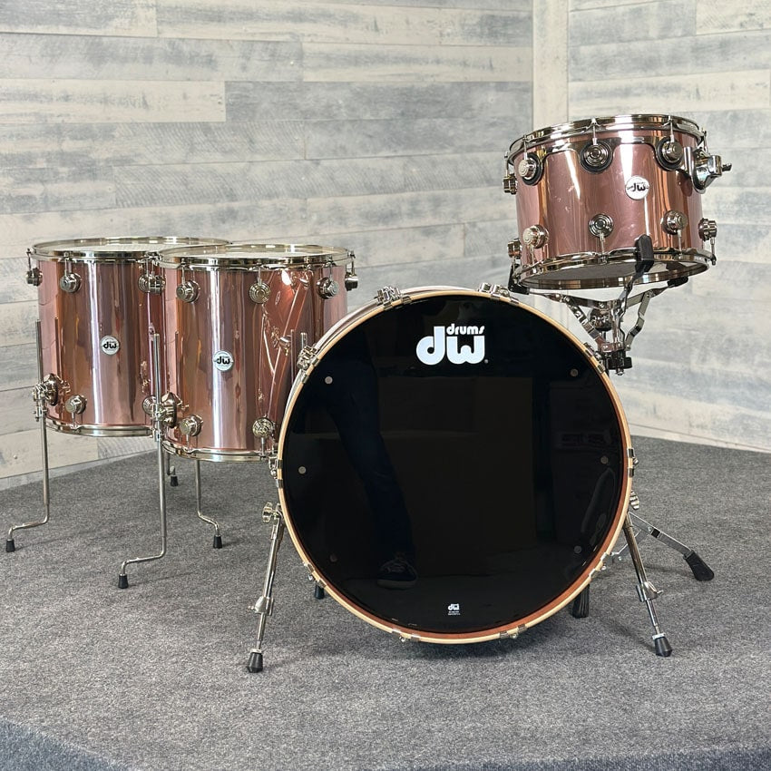 Used DW Collectors Mahogany/Spruce 4pc Drum Set Rose Copper - Excellent - Drum Center Of Portsmouth