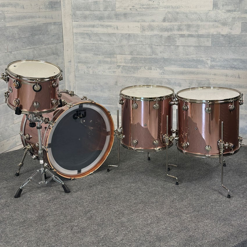 Used DW Collectors Mahogany/Spruce 4pc Drum Set Rose Copper - Excellent - Drum Center Of Portsmouth