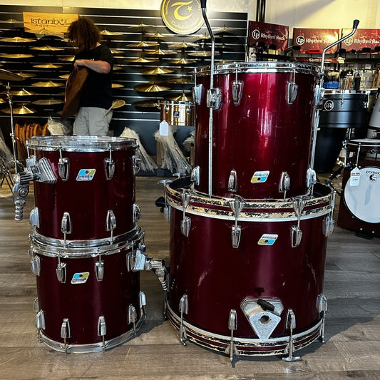 Used Vintage Ludwig 4pc Drumset Maroon Wrap - Fair - Drum Center Of Portsmouth