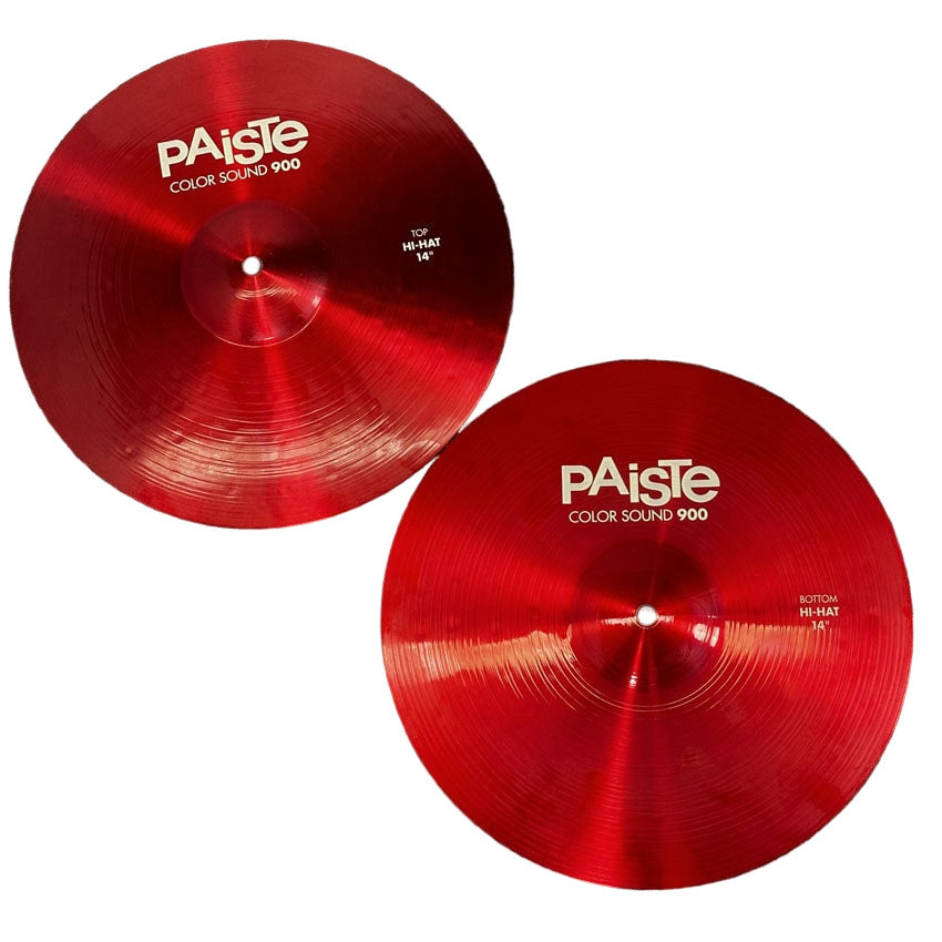 Used Paiste 900 Colorsound Red Hi Hat Cymbals 14 - Good - Drum Center Of Portsmouth