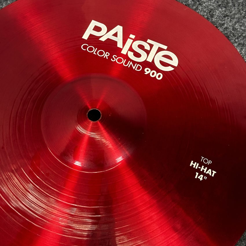 Used Paiste 900 Colorsound Red Hi Hat Cymbals 14 - Good - Drum Center Of Portsmouth
