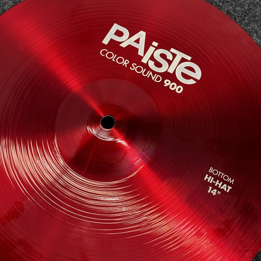 Used Paiste 900 Colorsound Red Hi Hat Cymbals 14 - Good - Drum Center Of Portsmouth