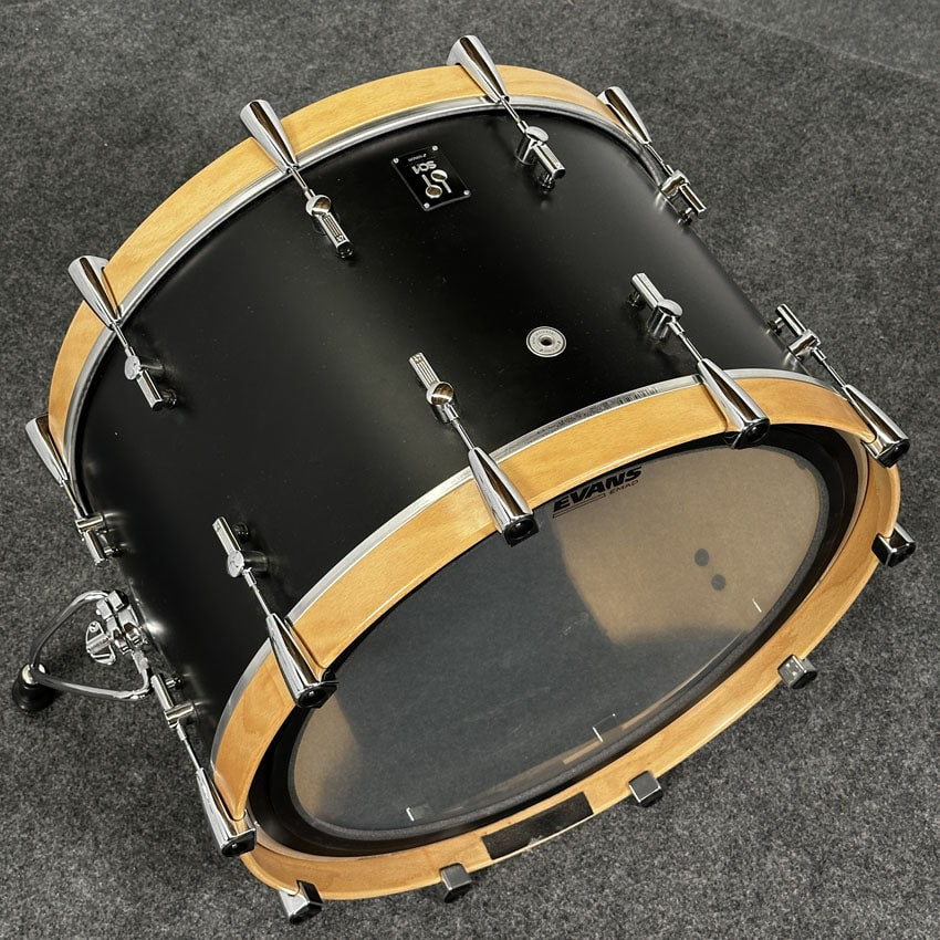 Used Sonor SQ1 3pc Drum Set 24/13/16 GT Black w/ Natural BD Hoops - Good - Drum Center Of Portsmouth