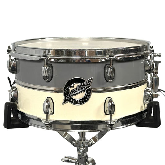 Used Gretsch Silver Series Retro-Luxe Snare Drum 14x6.5 Pewter/White - Fair - Drum Center Of Portsmouth