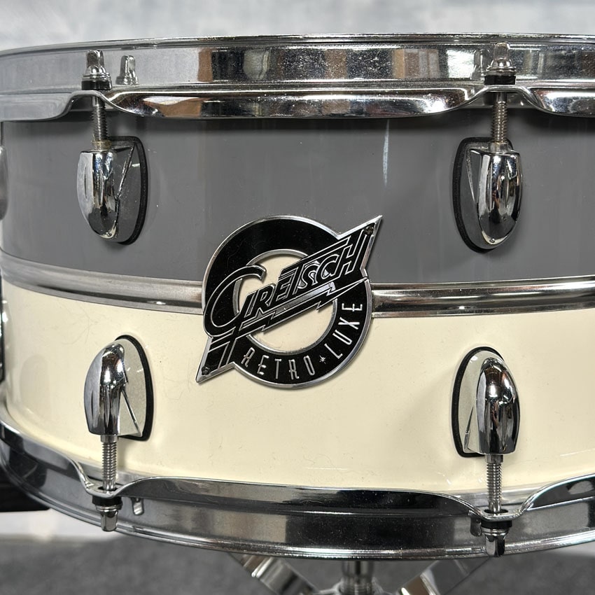 Used Gretsch Silver Series Retro-Luxe Snare Drum 14x6.5 Pewter/White - Fair - Drum Center Of Portsmouth