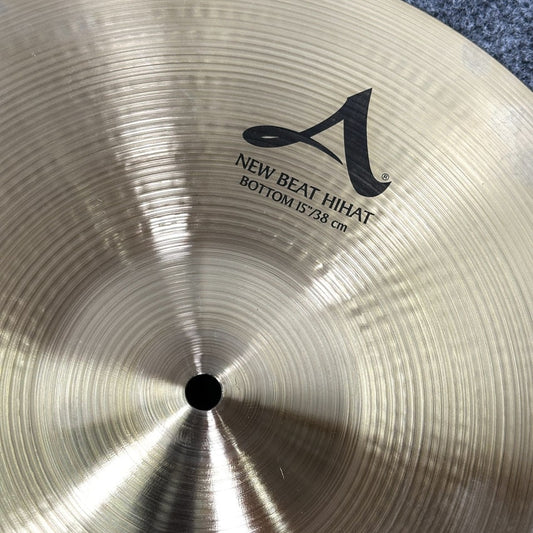 Used Zildjian A New Beat Hi Hat Cymbal Bottom 15" - Very Good - Drum Center Of Portsmouth
