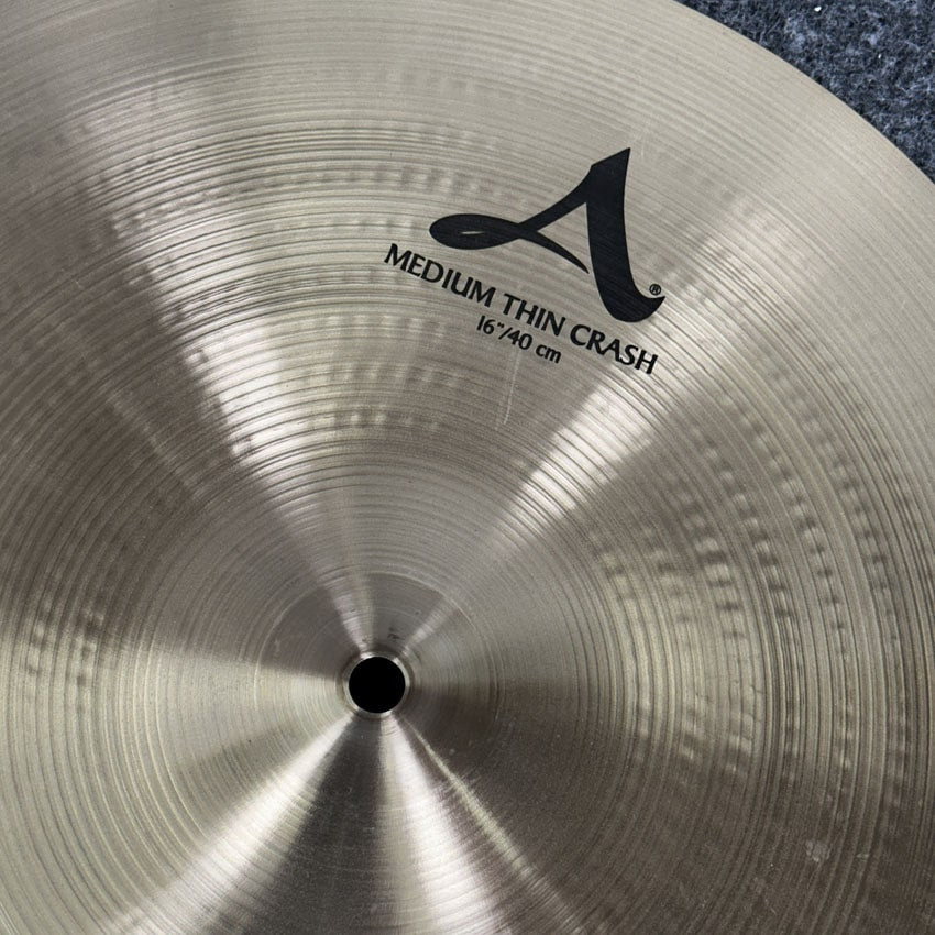 Used Zildjian A Medium Thin Crash Cymbal 16" - Very Good - Drum Center Of Portsmouth