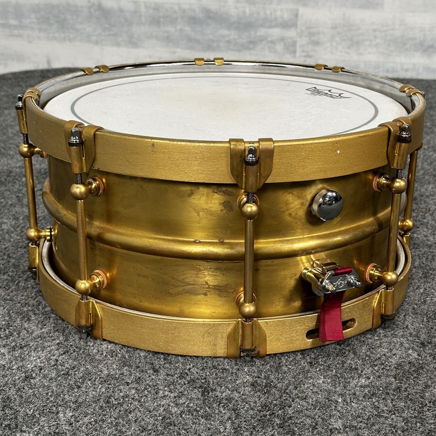 Used Dunnett Classic 2N Triple Brass Snare Drum 14x6.5 w/Hybrid Hoops - Good - Drum Center Of Portsmouth