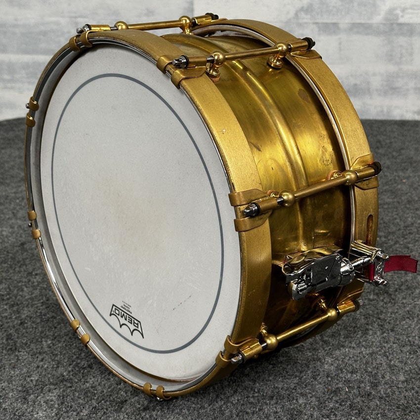 Used Dunnett Classic 2N Triple Brass Snare Drum 14x6.5 w/Hybrid Hoops - Good - Drum Center Of Portsmouth