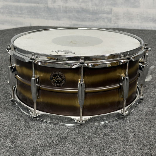 Used Gretsch Brushed Brass Snare Drum 14x6.5 - Very Good - Drum Center Of Portsmouth