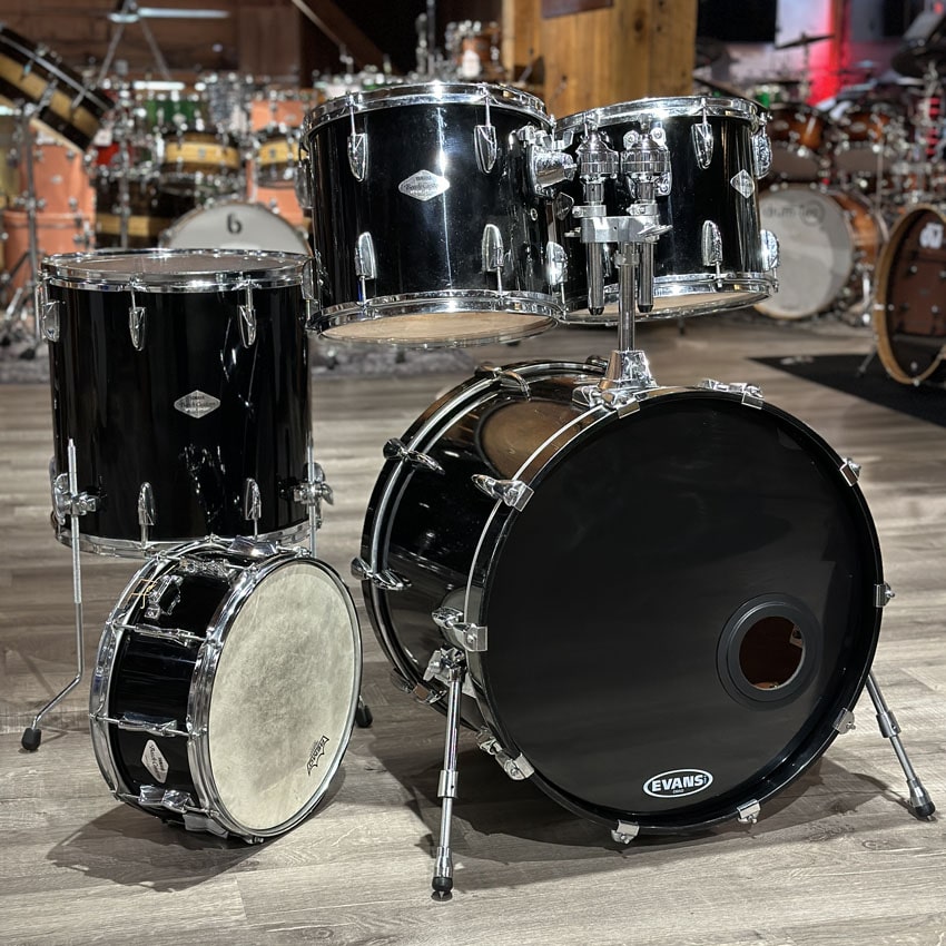 Used Yamaha Beech Custom 5pc Drum Set Black Lacquer - Good - Drum Center Of Portsmouth