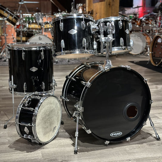 Used Yamaha Beech Custom 5pc Drum Set Black Lacquer - Good - Drum Center Of Portsmouth