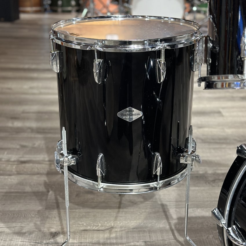 Used Yamaha Beech Custom 5pc Drum Set Black Lacquer - Good - Drum Center Of Portsmouth