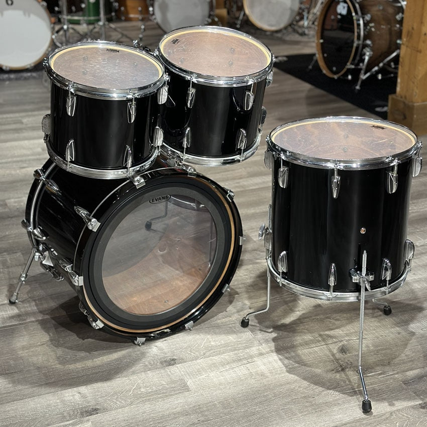 Used Yamaha Beech Custom 5pc Drum Set Black Lacquer - Good - Drum Center Of Portsmouth