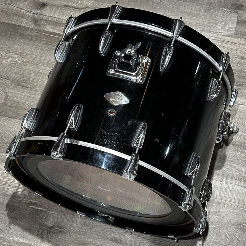 Used Yamaha Beech Custom 5pc Drum Set Black Lacquer - Good - Drum Center Of Portsmouth